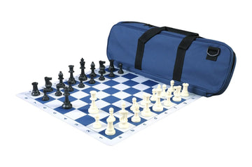 Deluxe Chess Set Combination and Triple Weighted Regulation Pieces | Thin Mousepad Chess Board | Deluxe Bag