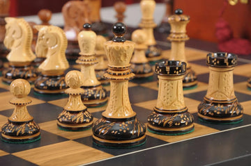 The Burnt Golden Rosewood Dubrovnik Series Chess Set, Box, & Satin Board Combination