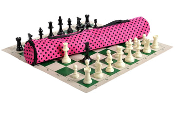 Quiver Chess Set Combination - Solid Plastic Regulation Pieces | Vinyl Chess Board | Quiver Bag