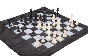 Regulation Tournament Chess Pieces and Cinch Chess Board Bag Combo - TRIPLE WEIGHTED