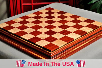 PRE-ORDER - Signature Contemporary Chess Board - BLOODWOOD  / BIRD'S EYE MAPLE - 2.5
