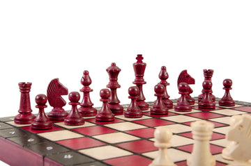 The Large Burgundy Magnetic Chess Set