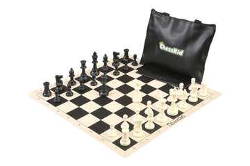 ChessKid Standard Chess Set Combination - Single Weighted Regulation Pieces | Vinyl Chess Board | Standard Bag