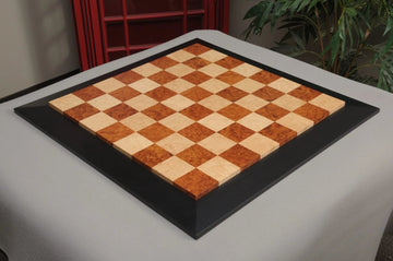 Amboyna Burl, Genuine Ebony & Bird's Eye Maple Custom Contemporary II Chess Board