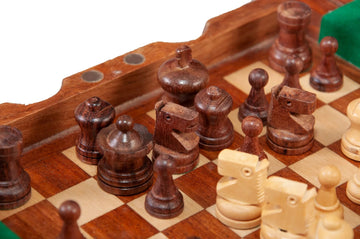 Folding Wooden Magnetic Travel Chess Set - 7 Inch Board | Handcrafted Sheesham & Maple, Strong Magnets
