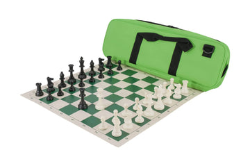 Deluxe Chess Set Combination and Triple Weighted Regulation Pieces | Vinyl Chess Board | Deluxe Bag
