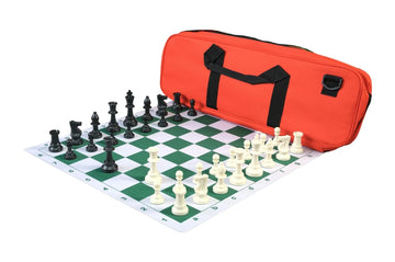 Deluxe Chess Set Combination and Single Weighted Regulation Pieces | Thin Mousepad Chess Board | Deluxe Bag