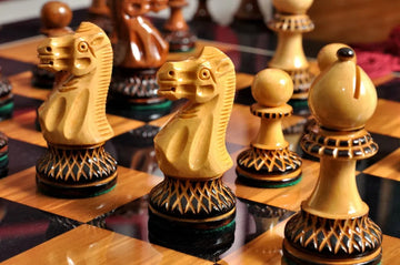 The Burnt Golden Rosewood Grandmaster Series Chess Pieces - 4.0