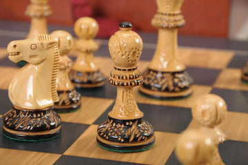 The Burnt Golden Rosewood Reykjavik II Series Chess Set, Box, & Satin Board Combination