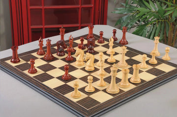 IMPERFECT - 4.4" Imperial - BLOOD ROSEWOOD / BOXWOOD - Wood Chess Pieces
