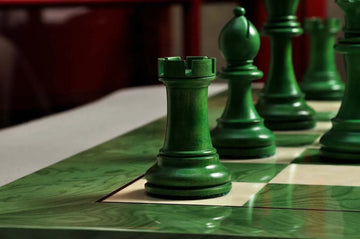 The Grandmaster Chess Set, Box, & Board Combination - Green Gilded