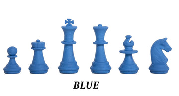 Set of Colored Eraser Chess Pieces w/ Board - 16 Pieces