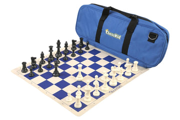ChessKid Deluxe Chess Set Combination and Single Weighted Regulation Pieces | Vinyl Chess Board | Deluxe Bag