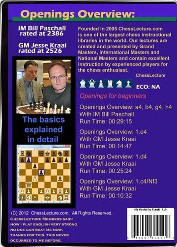 E-DVD Openings Overview - a4,b4,g4,h4,1.e4, 1.d4, 1.c4/Nf3 - Chess Lecture - Volume 13