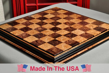PRE-ORDER - Signature Contemporary Chess Board - WALNUT BURL  / MAPLE BURL - 2.5