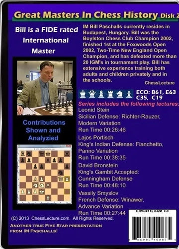 E-DVD Great Masters in Chess History (2 DVD Set) - Chess Lecture - Volume 45