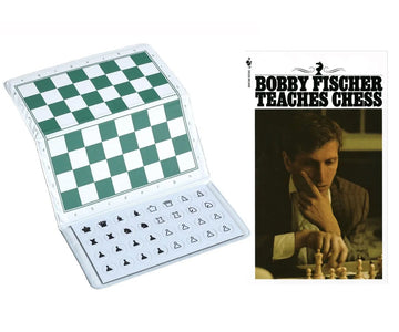 US Chess Mini Magnetic Pocket Travel Checkbook Wallet Chess Set Plus Bobby Fischer Teaches Chess Training Book Portable Chess Bundle