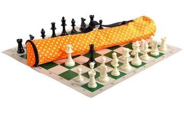Quiver Chess Set Combination - Solid Plastic Regulation Pieces | Vinyl Chess Board | Quiver Bag