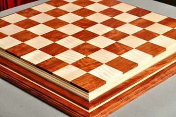 Signature Contemporary IV Luxury Chess board - BUBINGA / CURLY MAPLE - 2.5