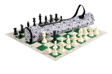 Quiver Chess Set Combination - Single Weighted Regulation Pieces | Vinyl Chess Board | Quiver Bag