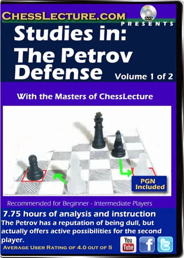 E-DVD Studies in: The Petrov Defense - 2 DVDs - Chess Lecture - Volume 129