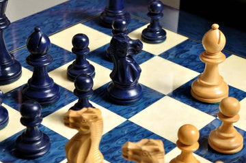 The Grandmaster Chess Set, Box, & Board Combination - Blue Gilded