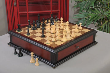 The Reykjavik II Series Library Chess Set and Tiroir Combination