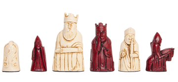 The Isle of Lewis Chess Pieces - 3.5" King - RED and NATURAL