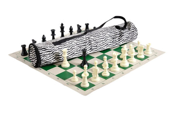 Quiver Chess Set Combination - Single Weighted Regulation Pieces | Vinyl Chess Board | Quiver Bag