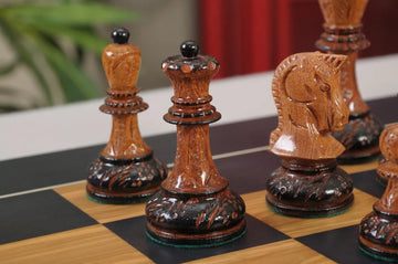 The Burnt Golden Rosewood Dubrovnik Series Chess Set, Box, & Satin Board Combination