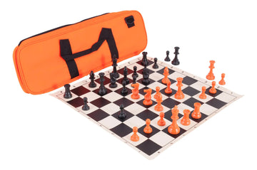 Halloween Deluxe Triple Weighted Chess Set Combination - Triple Weighted Regulation Pieces | Vinyl Chess Board | Deluxe Bag