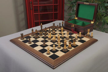The Burnt Reykjavik II Series Chess Set, Box, & Board Combination