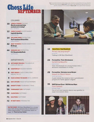 CLEARANCE - Chess Life Magazine - September 2012 Issue