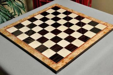 Maple Burl & Ebony Superior Traditional Chess Board - 2.5