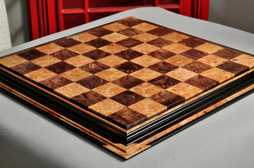 PRE-ORDER - Signature Contemporary Chess Board - WALNUT BURL  / MAPLE BURL - 2.5