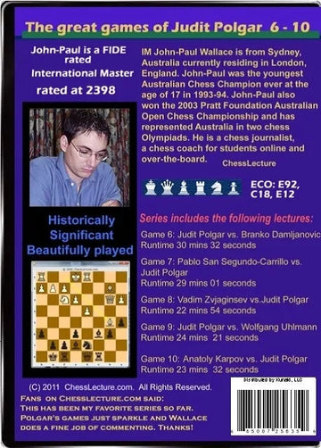 E-DVD The Great Games of Judit Polgar - 2 DVD's - Chess Lecture - Volume 31
