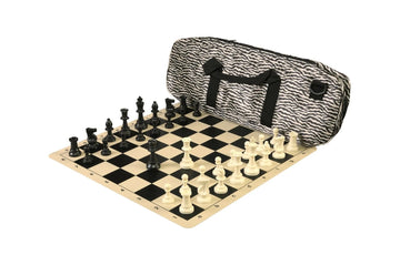 Deluxe Chess Set Combination and Triple Weighted Regulation Pieces | Silicone Chess Board | Deluxe Bag