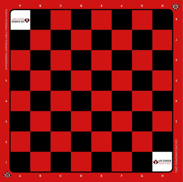 US Chess Women - Silk Screened Vinyl Chess Board - Red/Black