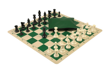 Basic Chess Set Combination with Silicone Chess Board and Triple Weighted Regulation Plastic Chess Pieces
