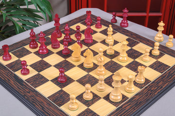 IMPERFECT - 3.75" Championship - PURPLEHEART GILDED / BOXWOOD - Wood Chess Pieces