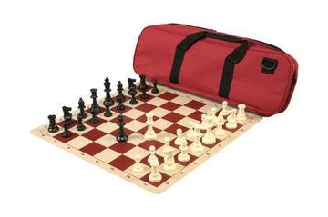 Deluxe Chess Set Combination and Triple Weighted Regulation Pieces | Silicone Chess Board | Deluxe Bag