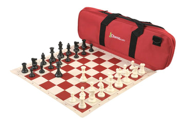 Chess.com Deluxe Chess Set Combination and Triple Weighted Regulation Pieces | Vinyl Chess Board | Deluxe Bag