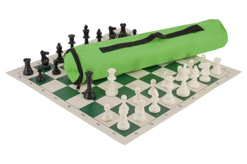 Quiver Chess Set Combination - Solid Plastic Regulation Pieces | Vinyl Chess Board | Quiver Bag