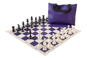 Standard Chess Set Combination - Solid Plastic Regulation Pieces | Vinyl Chess Board | Standard Bag