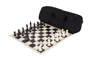 Deluxe Chess Set Combination and Triple Weighted Regulation Pieces | Vinyl Chess Board | Deluxe Bag