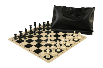Superior Chess Set Combination with Silicone Chess Board - Single Weighted Regulation Pieces | Silicone Chess Board | Superior Bag