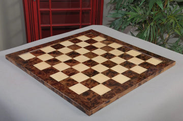 Olmo Burl & Maple Signature Traditional Chess Board - Gloss Finish