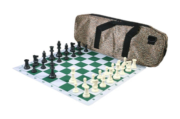 Deluxe Chess Set Combination and Single Weighted Regulation Pieces | Thin Mousepad Chess Board | Deluxe Bag