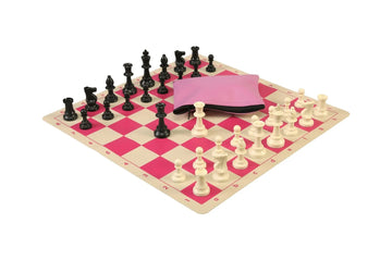 Basic Chess Set Combination with Silicone Chess Board and Single Weighted Regulation Plastic Chess Pieces