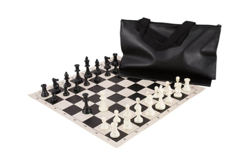 Superior Chess Set Combination - Single Weighted Regulation Pieces | Vinyl Chess Board | Superior Bag